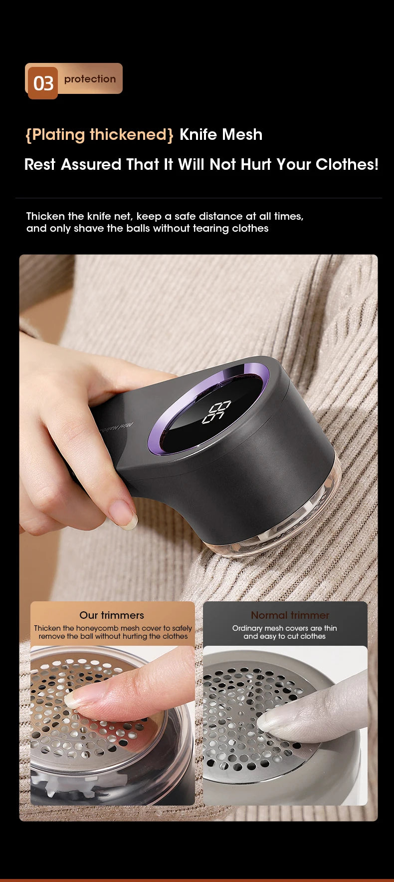 SwiftShave™ Digital LED Fabric & Lint Shaver